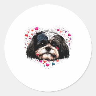 Shih Tzu Love Heart For Valentines Day On Shih Tzu Classic Round Sticker