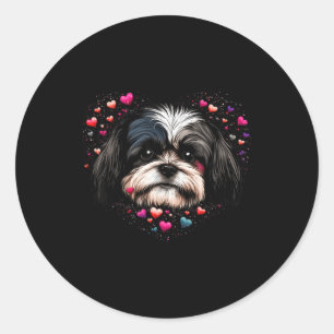 Shih Tzu Love Heart For Valentines Day On Shih Tzu Classic Round Sticker