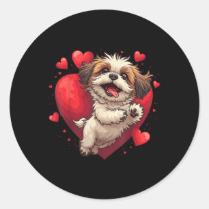 Shih Tzu Love Heart For Valentines Day On Shih Tzu Classic Round Sticker