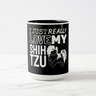 Shih Tzu Lover I Just Really Love My Shih Tzu Two-Tone Coffee Mug
