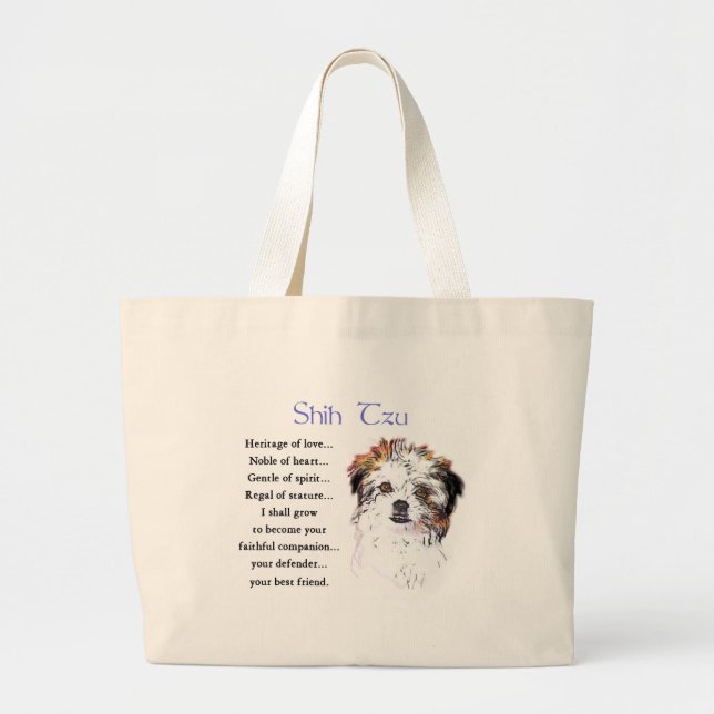 Shih Tzu Lovers Gifts Large Tote Bag (Front)
