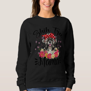 Shih Tzu Mama Florals Cute Dog Mum Mother's Day Sweatshirt