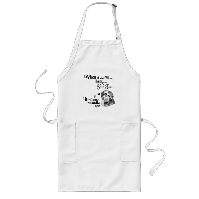 Shih Tzu modern art cute dog breed slogan Long Apron (Front)
