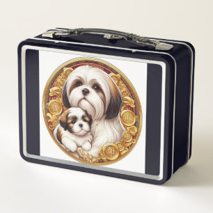 Shih Tzu Mum and Puppy Metal Lunch Box