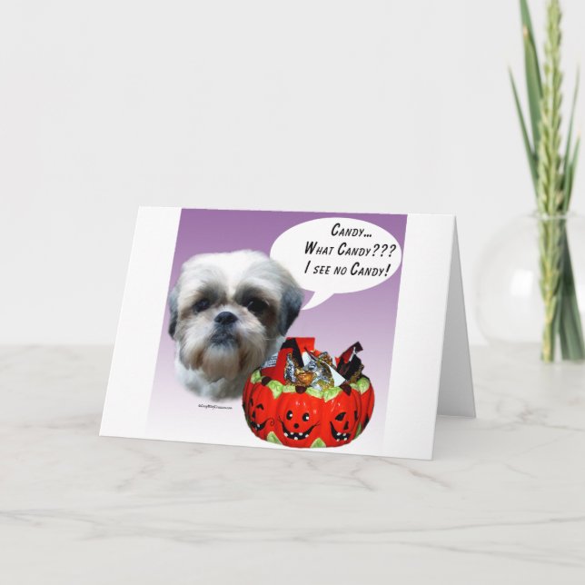 Shih Tzu (natural) Halloween Candy Card (Front)