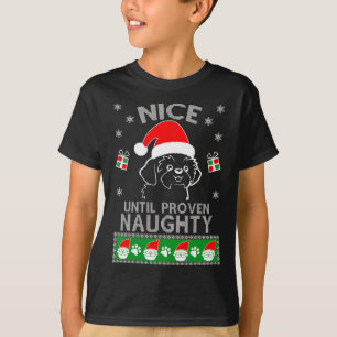 Shih Tzu Nice Until Proven Naughty Ugly Christmas T-Shirt