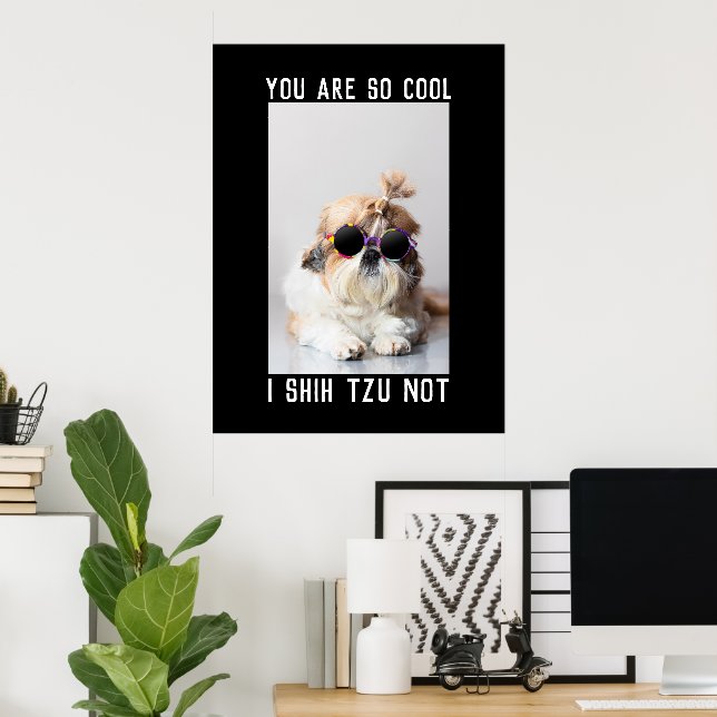 Shih Tzu Not fun cute dog lovers Custom Photo text Poster (Home Office)