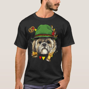 Shih Tzu Oktoberfest Dog Lederhosen German Beer F T-Shirt