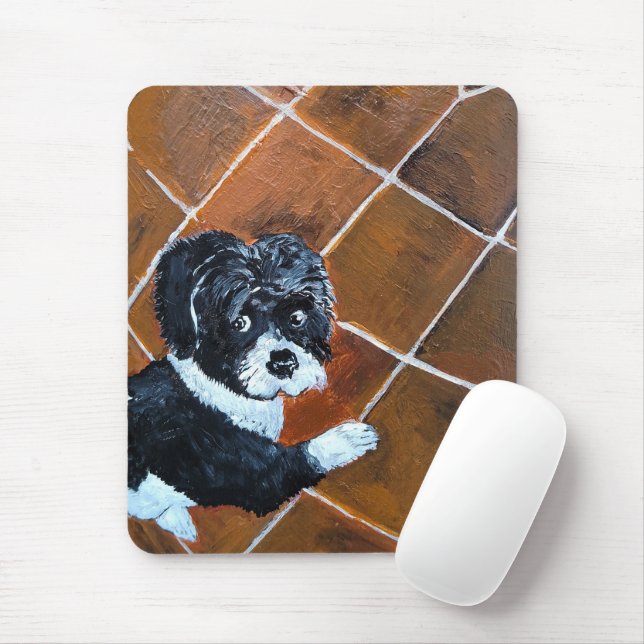 Shih Tzu on Terrace Painting by Alfred Fox Mouse Pad (With Mouse)