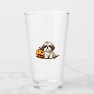 Shih Tzu on the theme of halloween Day Glass