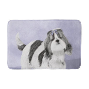 Shih Tzu Painting - Cute Original Dog Art Bath Mat