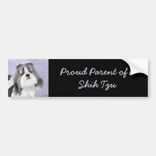 Shih Tzu Painting - Cute Original Dog Art Bumper Sticker