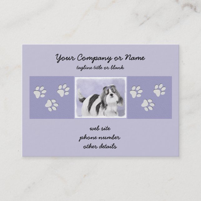 Shih Tzu Painting - Cute Original Dog Art Business Card (Front)