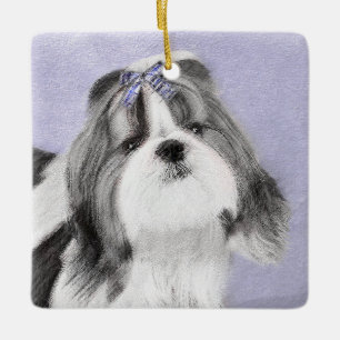 Shih Tzu Painting - Cute Original Dog Art Ceramic Ornament