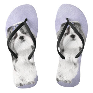 Shih Tzu Painting - Cute Original Dog Art Jandals