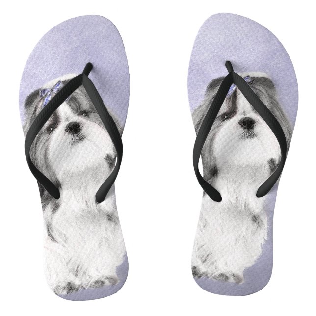 Shih Tzu Painting - Cute Original Dog Art Jandals (Footbed)