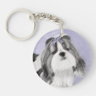 Shih Tzu Painting - Cute Original Dog Art Key Ring