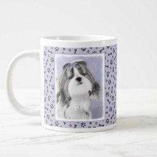 Shih Tzu Painting - Cute Original Dog Art Large Coffee Mug