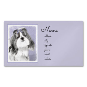 Shih Tzu Painting - Cute Original Dog Art Magnetic Business Card