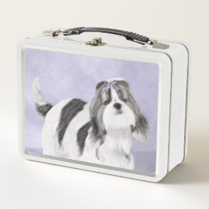 Shih Tzu Painting - Cute Original Dog Art Metal Lunch Box