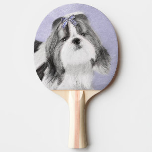 Shih Tzu Painting - Cute Original Dog Art Ping Pong Paddle