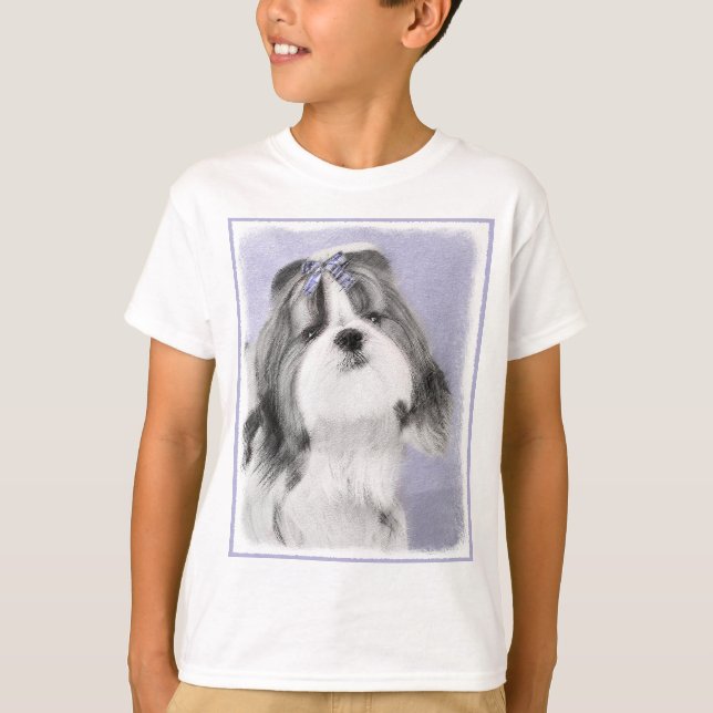 Shih Tzu Painting - Cute Original Dog Art T-Shirt (Front)