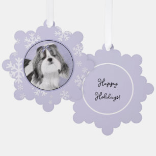 Shih Tzu Painting - Cute Original Dog Art Tree Decoration Card