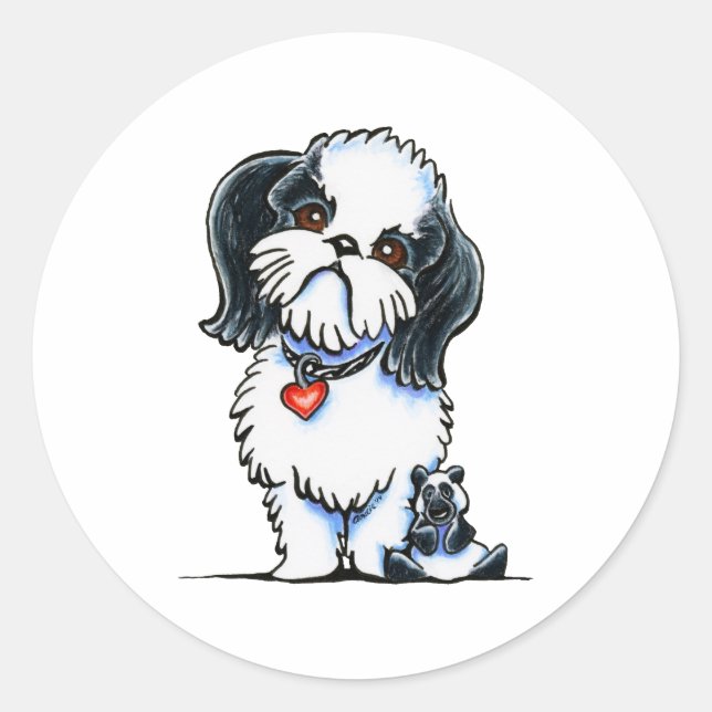 Shih Tzu Panda Classic Round Sticker (Front)