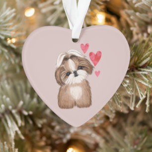Shih Tzu Personalised with Name Year Heart Ornament