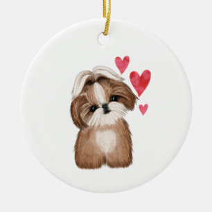 Shih Tzu Personalized with Name Year Ceramic Tree Decoration