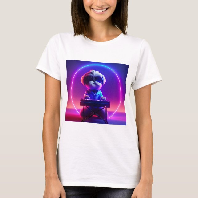 Shih Tzu Playing Piano T-Shirt (Front)