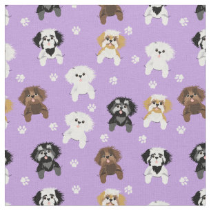 shih tzu pocket dogs purple fabric