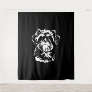 Shih Tzu Portrait Minimalist Apparel Tapestry