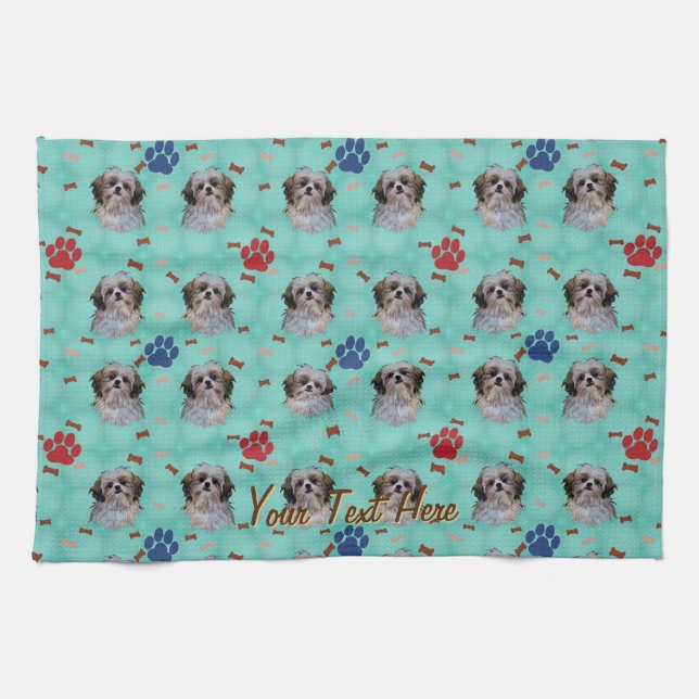 Shih Tzu Portrait Tea Towel (Horizontal)