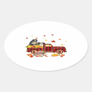 Shih Tzu Pumpkin Truck Fall Leaf Thanksgiving Oval Sticker