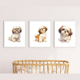 Shih Tzu Puppy Art, Pet Portrait Wall Decor