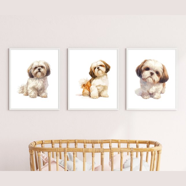 Shih Tzu Puppy Art, Pet Portrait Wall Decor (Creator Uploaded)
