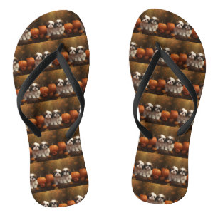 Shih Tzu Puppy Autumn Delight Pumpkin Jandals
