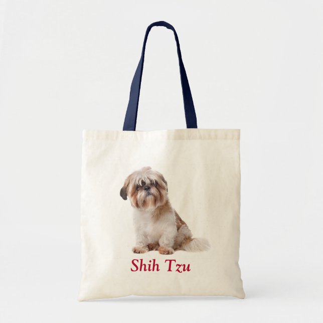 Shih Tzu Puppy Budget Canvas Tote Bag (Front)