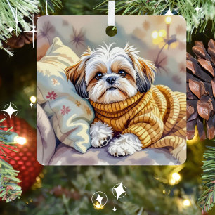 Shih tzu Puppy Dog Personalised Christmas Metal Tree Decoration