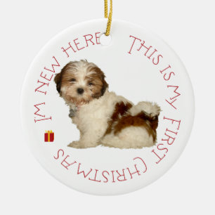 Shih Tzu Puppy First Christmas Ceramic Tree Decoration