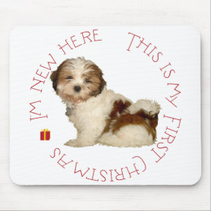 Shih Tzu Puppy First Christmas Mouse Pad
