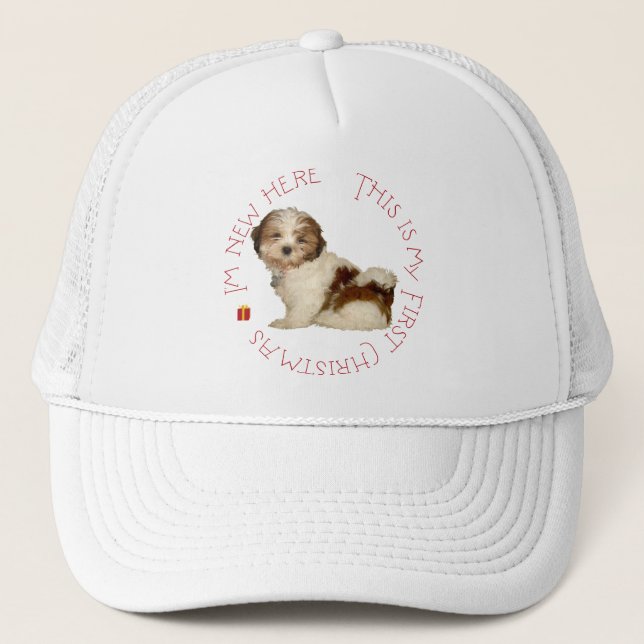 Shih Tzu Puppy First Christmas Trucker Hat (Front)