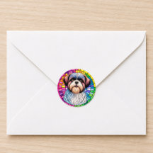 Shih Tzu Rainbow Stained Glass Dog Art