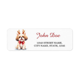Shih Tzu Reindeer Christmas Return Address Labels