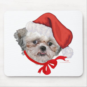 Shih Tzu Rescue Dog Happy Holidays Mouse Pad