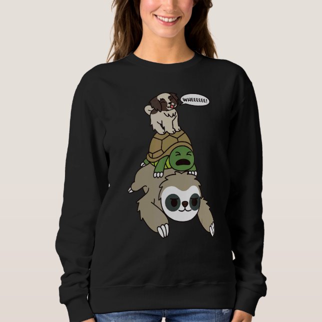 Shih Tzu Riding Sloth Tortoise Dog Sweatshirt (Front)