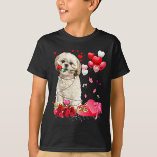 Shih Tzu Rose Heart Happy Valentine Day Dog Mom  T-Shirt