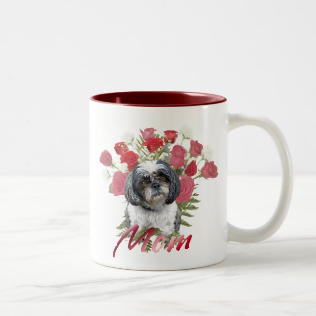 Shih Tzu Roses Two-Tone Coffee Mug (Right)