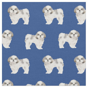 shih tzu royal blue dog fabric